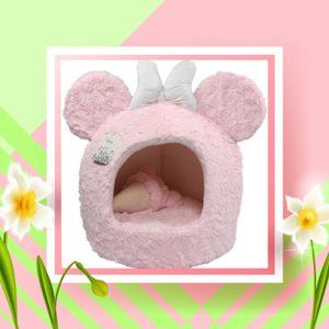 🏰 Disney Mickey Mouse Pink Plush Cat Bed + Toy🐾
